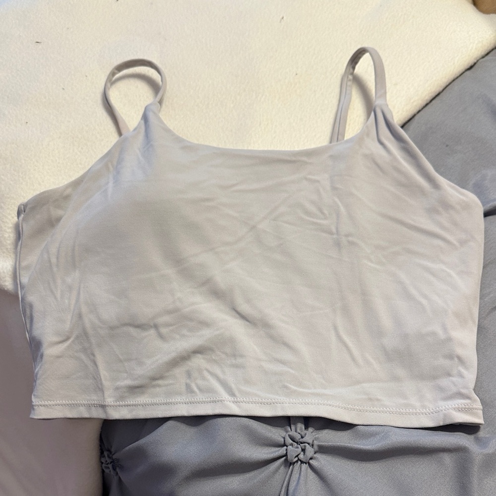 Simple Spaghetti Strap Crop Top - Light gray